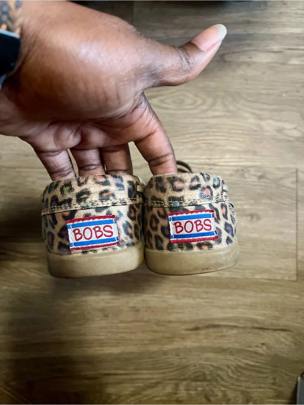 BOBS from Skechers Leopard Print Slip-On Shoes in Multicolor Spots